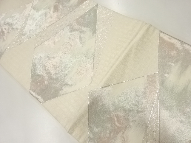 JAPANESE KIMONO / ANTIQUE FUKURO OBI / SILK / WOVEN ABSTRACT SHIKISHI PATTERN
